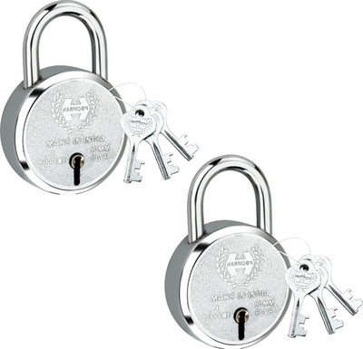 HARRISON 0659 J Supreme Round 50mm BCP Padlock with 7 Lever (Pack of 2) Padlock(Chrome Plated)