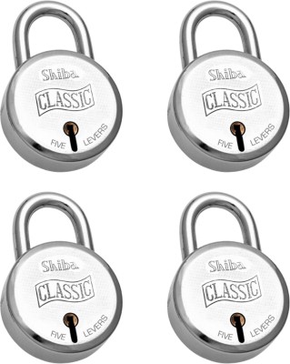 Shiba Classic 40mm Round Padlock Pack Of 4 Padlock(Silver)