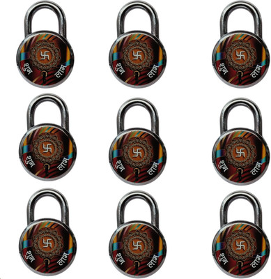 onepro Shubh Laabh 50mm, 9 Padlocks with 3 Each Keys Double Locking 7 Levers Padlock(Laser Print Finish)