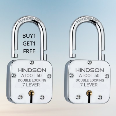 HINDSON lock and key door locks for home,7 lever gate Atoot 50 door small Lock(Silver)