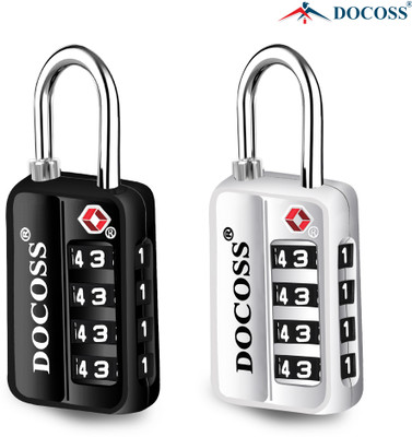 DOCOSS Set Of 2-116 Metal TSA Lock for Luggage,Number Lock Bag,Small lock For Travel Combination Lock(Black, Silver)