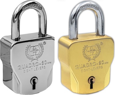HARRISON 55631 Quadra 60mm Lock | S.S | Gold | 4 Keys | Lock and Key | Door Lock | PK02 Padlock(Chrome Plated, Gold)
