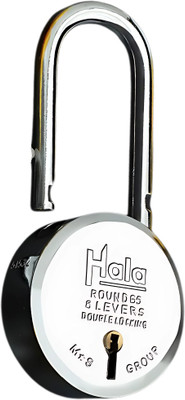 HALA Round 65mm Long Shackle 8 Levers Double Locking Comes With 3 Keys Padlock(Silver)