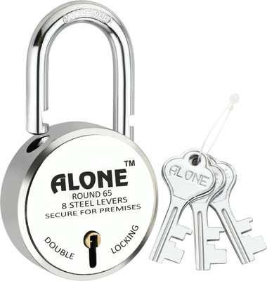 Fithome Alone Round 65mm Lock for Home Link Gate Shop Shutter, D/L 3 Keys (pack of 1) Padlock(Chrome)