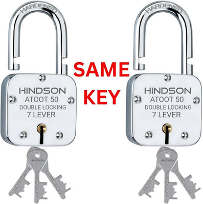 HINDSON ATOOT 50MM SAME KEY LOCK FOR HOME DOOR GATE SHUTTER Padlock(Silver)