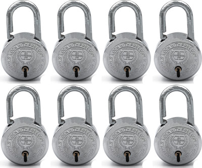 HARRISONLOCK T-26/BCP-0272_PK 8 Steel 5 Levers Padlock with 3 Keys (Pack of 8) Padlock(Chrome Plated)