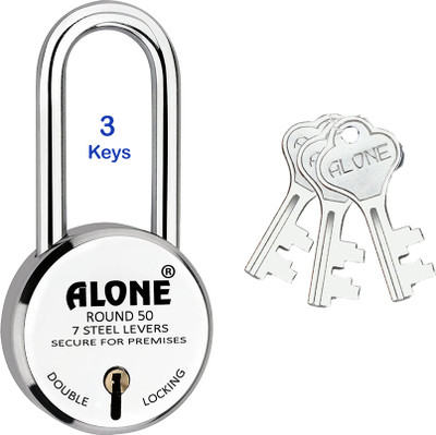 alone Round 50mm 3 Keys Long Neck Padlocks for home door gate shutter shop Padlock(S.S)
