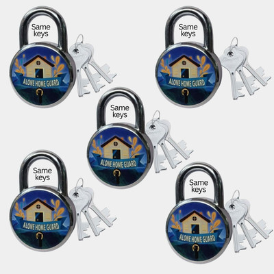 onepro Home Guard 50mm 5 Padlocks with 15 Same Keys Double Locking 7 Levers Padlock(Laser Print Finish)