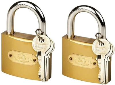 JGG Jain Gift Gallery 2 Small Lock 38MM, Golden Pressing Padlock with 3 Keys Lock(Gold)