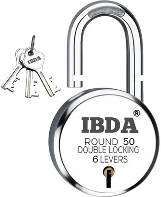 IBDA 50mm small lock | BUY 2 GET 1 | Double Locking | 6 Levers'| Rivetless Steel Body Padlock(Silver)