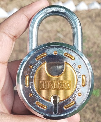 IBDA Round 65mm lock and key | Double Locking | 7 Levers' Technology | Rivetless Body Padlock(Gold, Silver)