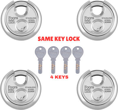 Foora Disc 90 mm (SAME KEY LOCK) Padlock(Silver)