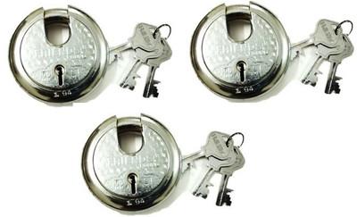 Loki 90 MM SHUTTER LOCK 3 PCs LOCK 9 KEYs Padlock(Red)