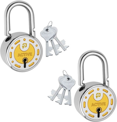onepro Active Silver Round Padlock 65mm 6 Keys 8 Levers Double Locking Padlock(Silver)