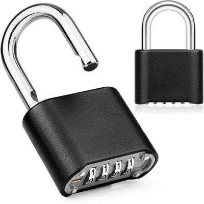 Store2508 Set-Your-Own Combination Padlock, Solid Zinc Alloy Combination Lock(Black)
