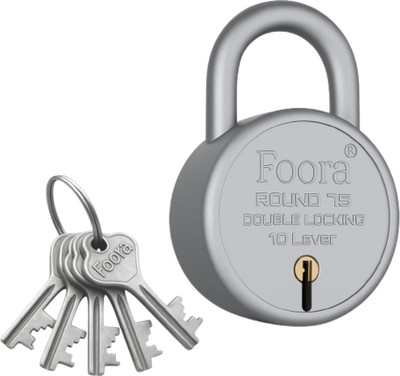 Foora 75mm Heavy Duty Round Lock with 5 Keys – Rustproof Steel Security Padlock Padlock(Silver)