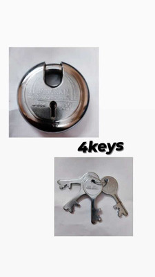jalaram Heavy Lock and Key 4 Shutter Lock for Shop/ gate / home / 90mm Lock(Silver)