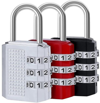 Sai 3-Pack 3-Digit Combination Padlocks Padlock(Multicolor)