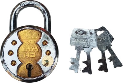 Hitech Sales Heavy-Duty Hardened Steel Padlock with 4 Keys, Brass Body (Lava HD) Durable Lock(Brass)