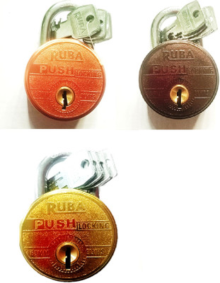 Loki 65 MM 3 PCs LOCK 12 KEYS Padlock(Silver)