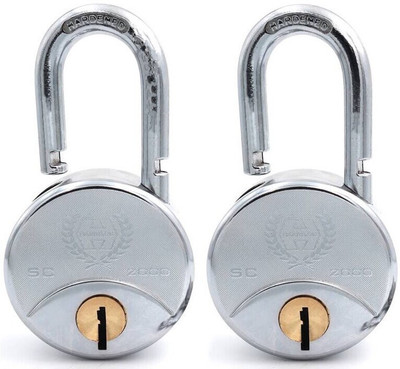 HARRISONLOCK SC-2000-0558_PK 2 Iron 10 Levers Padlock with 4 Keys (Pack of 2) Padlock(Chrome Plated)