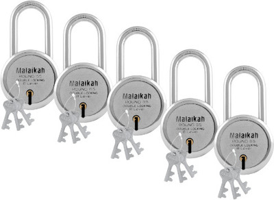 Malaikah Round 65mm Long Shackle Padlock(Silver)
