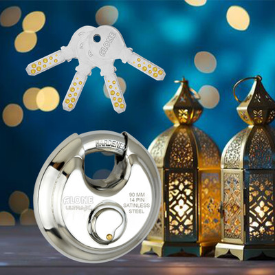 Fithome Alone Steel Shutter 90mm Lock for Home Gate, Shop Shutter, 4 Computer Keys Lock(S.S)
