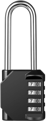 Store2508 Combination Padlock Long Shackle Solid Zinc Alloy Body (1 Pc) Combination Lock(Black)