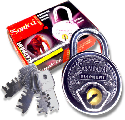 Sonica Elephant 67mm Double Lock With 4Keys/Shutter Lock/ Round Shape Padlock(Silver)