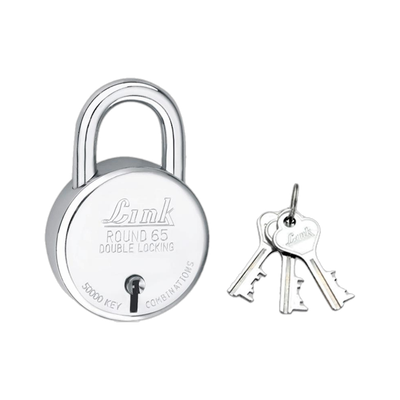 Link 65mm New Round | Steel Body | Made In India Padlock(Silver)