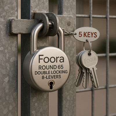 Foora 5 Keys Padlock 65mm Lock and key Padlock(Silver)
