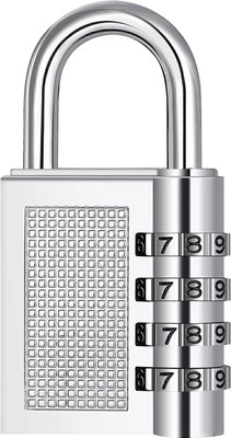 EIS 4 Digit Number Locks for Luggage Bag Travelling Password Locks Combination Lock(Silver)