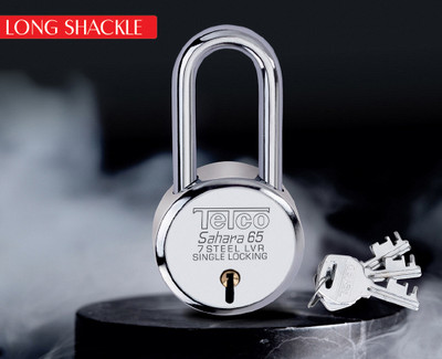 Indora Round 65mm Steel lock 3 Keys Long Shackle 7 Levers IRLT Padlock(Silver)