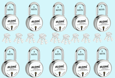 Fithome Round 40mm Lock and key for Bag Box Luggage 3 Keys With Each Locks (pack 10) Padlock(Chrome)
