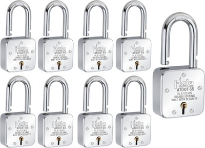 HALA Atoot 65 Double Locking 8 Steel Lever Hardened Shackle Comes With 3 Keys Padlock(Silver)