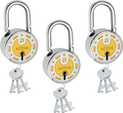 onepro Active Silver Round Padlock 65mm 9 Keys 8 Levers Double Locking Padlock(Silver)
