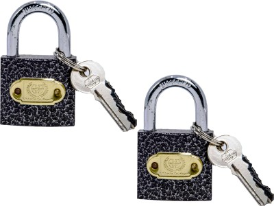 HARRISON C I-0322_PK 2 Iron 3 Pins Padlock with 3 Keys (Pack of 2) Padlock(Grey)