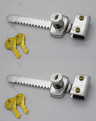 Shyam Sarowar Onida Sliding Lock | Sliding Glass Door Lock with Key Pack of 2_28 Padlock(Silver)