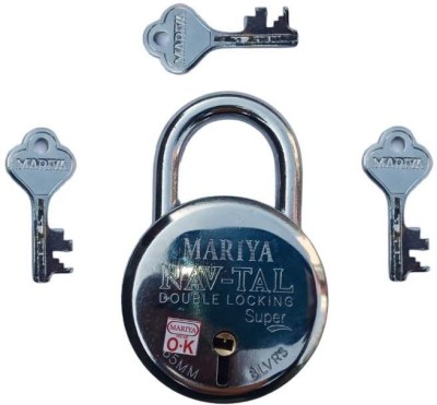 mariya Locks, Padlocks, Door Locks 65MM- 8 Levers, Double Locking-Padlock, Lock & Keys Padlock(Silver)