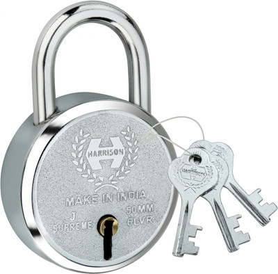 HARRISON 0659J Supreme Round 50mm BCP Padlock with 7 Lever (Pack of 1) Padlock(Chrome Plated)