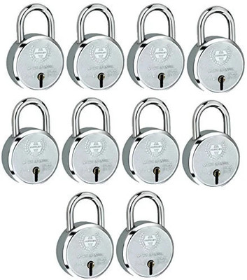 HARRISONLOCK Round Padlocks / 0656 J Supreme Round 50mm BCP Padlock with 7 Lever (Pack of 10) Padlock(Silver)