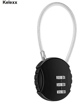Kelexx Small 3 Digit Combination Padlock Locks Lock(Black)
