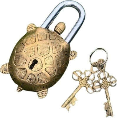 PRIME HOMES Brass Turtle Pad Lock With 2 Keys Turtle Shape Lock Padlock(Golden)