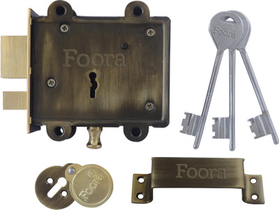 Foora Entry 2in1 Door interlock 3 keys with A tower bolt, Operated Both Side Door Padlock(Antique)