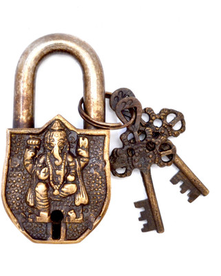 HanDecor Ganesha Design Brass Functional Padlock(Golden)