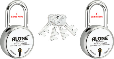 alone Round 50mm 4 Keys Same Long Neck 2 Padlocks for home door gate shutter shop Padlock(S.S)