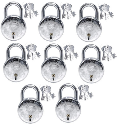HARRISON T-26 LITE/BCP-0533 Steel 5 Levers Padlock with 3 Keys (Pack of 8), Lock and Keys Padlock(Chrome Plated)