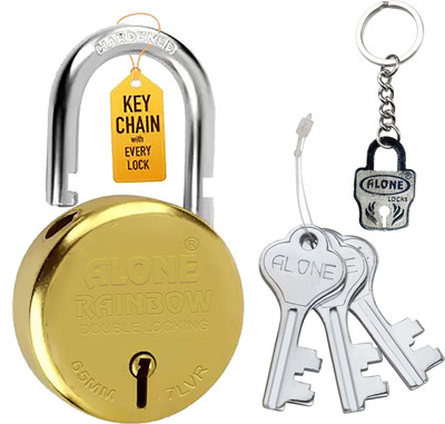 Fithome Alone Round 65mm Lock for Home Link Gate Shop Shutter, Gold 3 Keys D/L Padlock(Antique Lacquer Caoted)