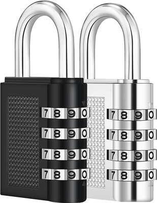 Bluedeal Combination Resettable Padlock-4 Digit Combination Lock for Locker Lock(Silver, Black)