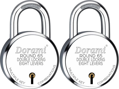 Indora Round 65mm Steel Lock Double Locking 8 Steel Lever T65.9 Padlock(Gold)